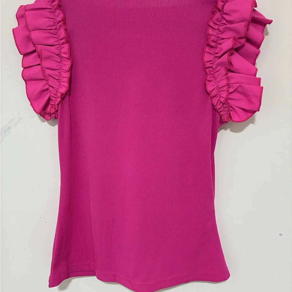 Pink Ruffle Sleeve Top - Picture 2 of 4